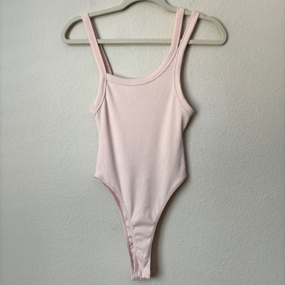 Zara Strappy Ribbed Blush Pink Soft Stretchy Bodysuit - Picture 1 of 11